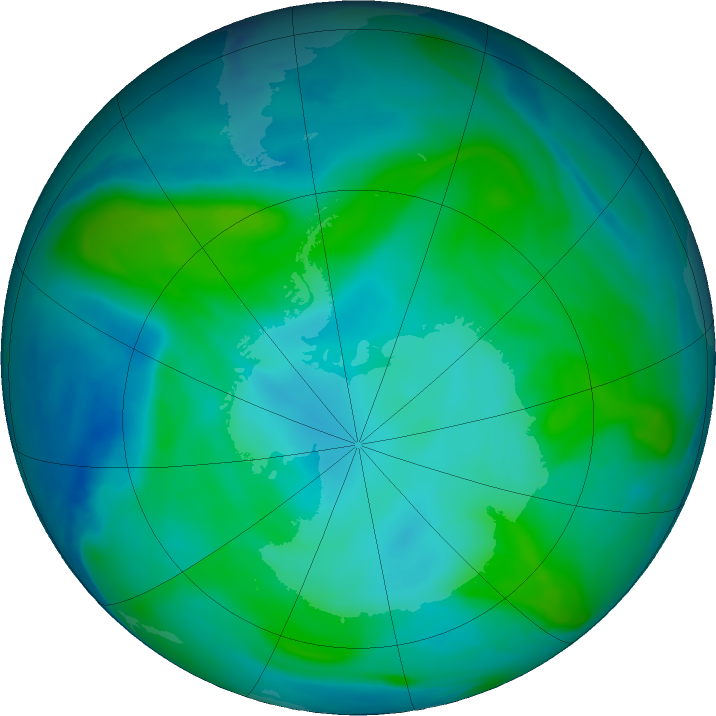 Antarctic ozone map for 03 February 2018